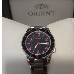 ORIENT Women's Watch Silver Black Pink Dial Y2K Girly Coquette Emo w/ Box Barbie